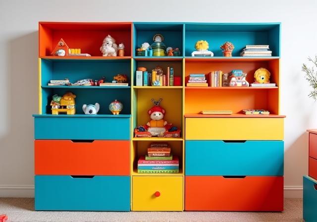 Colorful custom storage solutions